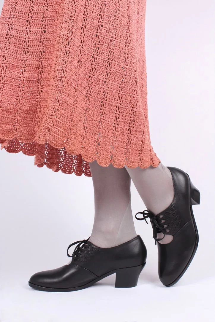 1930s everyday Oxford shoes, black, Emma
