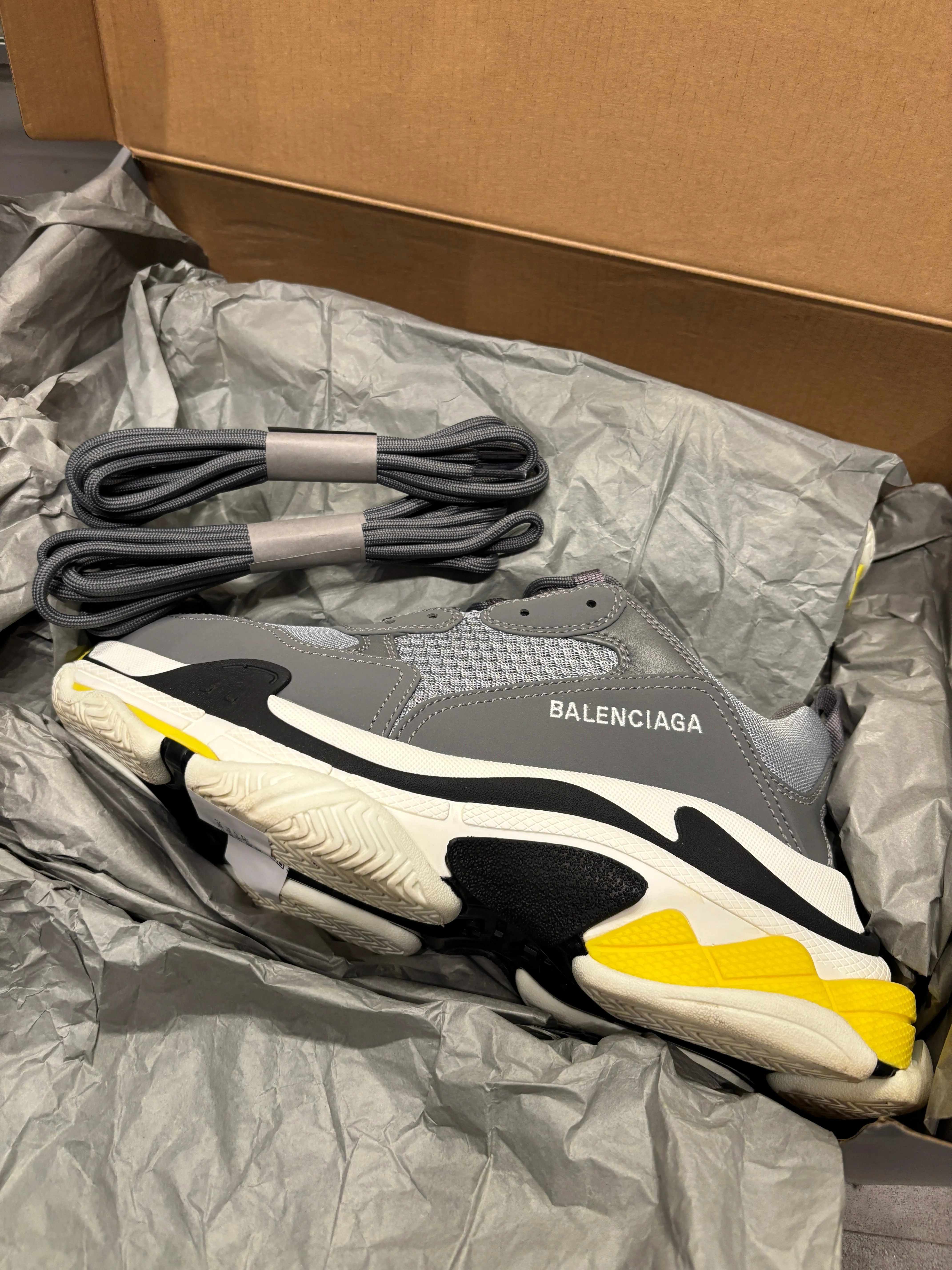 Balenciaga Triple S Grey Yellow Black (Preowned Size 41)