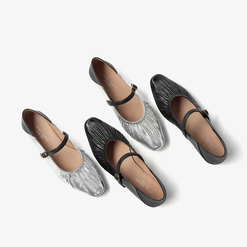 BeauToday Women's Vintage Pleated Design Mary Jane Shoes