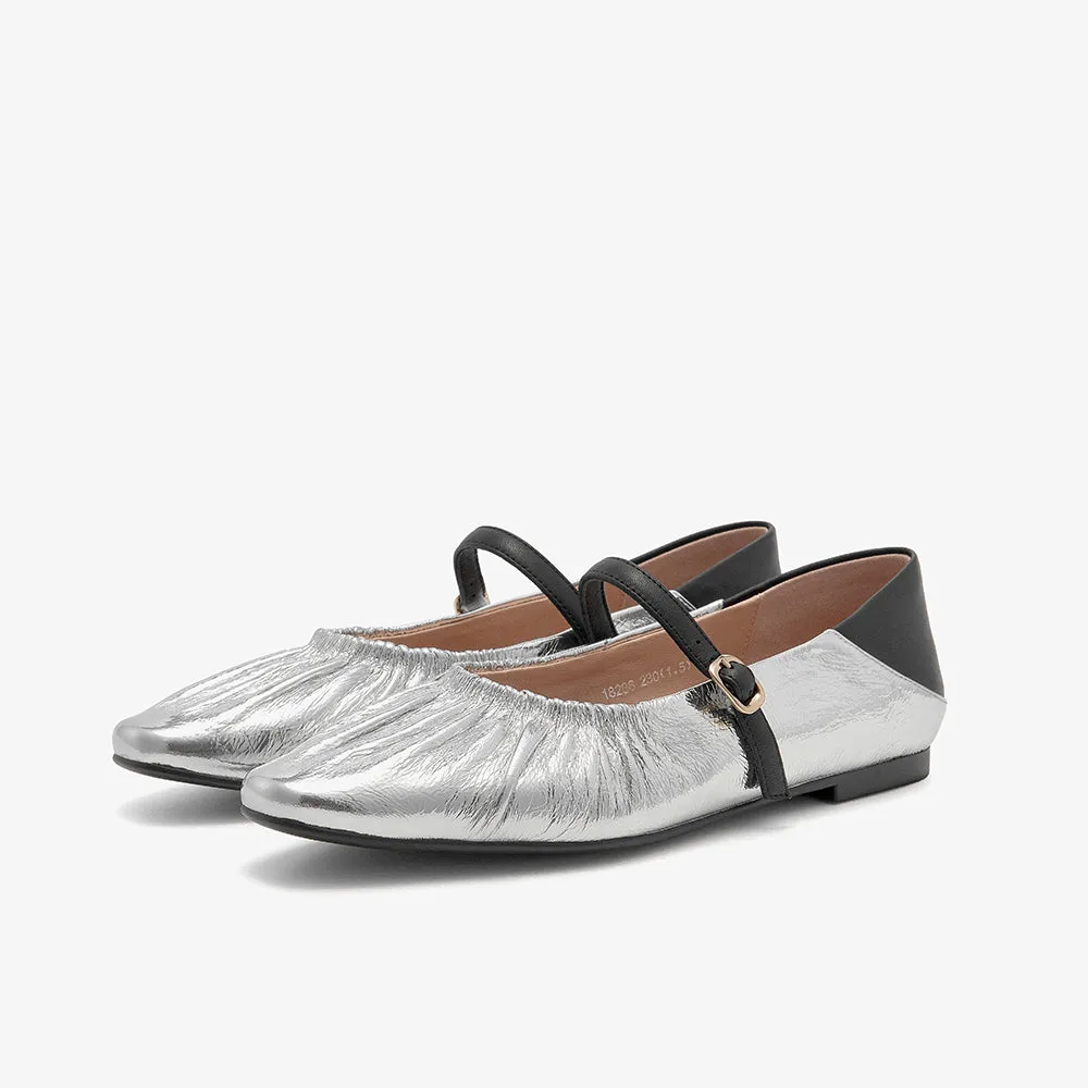 BeauToday Women's Vintage Pleated Design Mary Jane Shoes