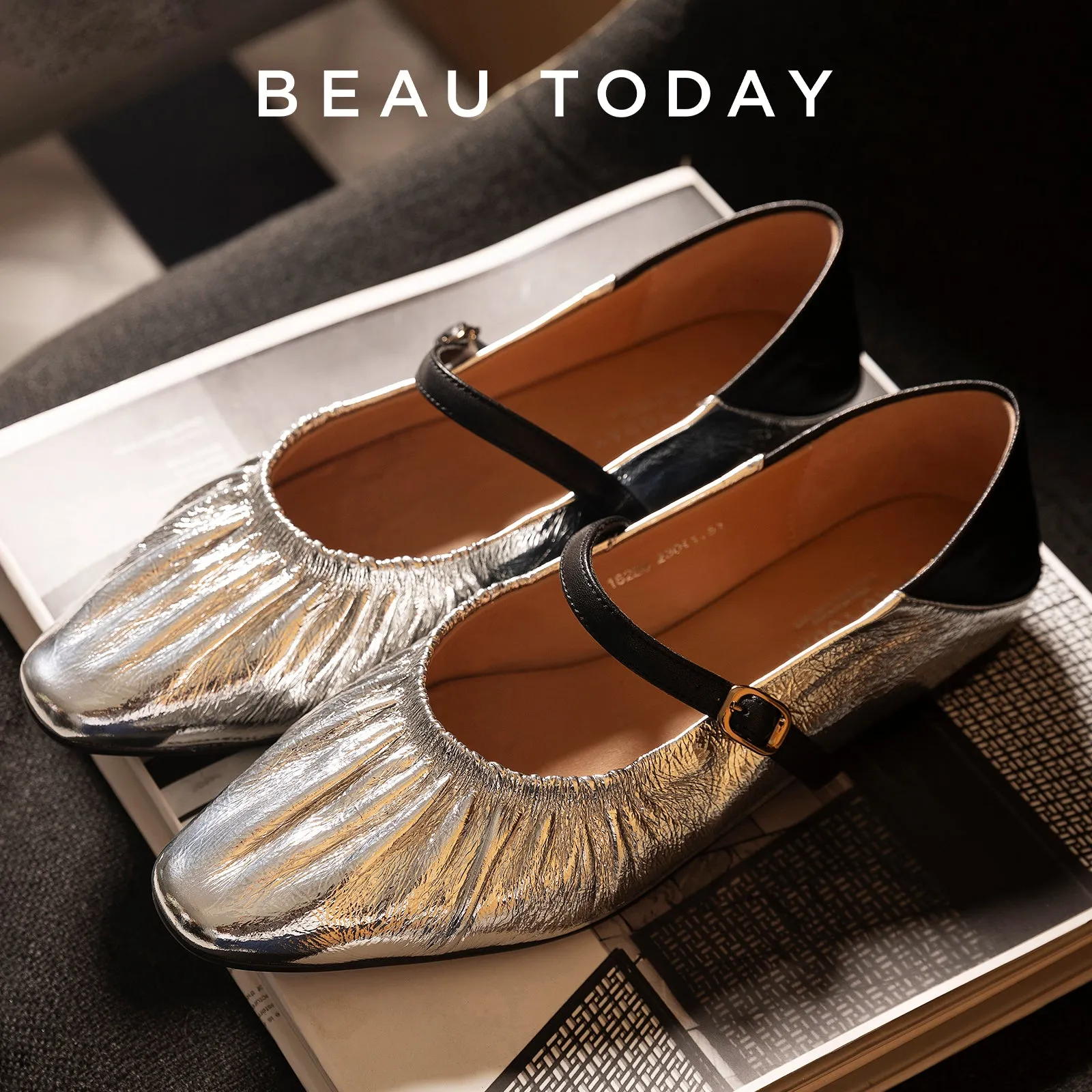 BeauToday Women's Vintage Pleated Design Mary Jane Shoes