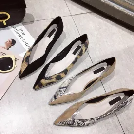 BOOPDO DESIGN POINTED KITTEN HEEL IN MIXED ANIMAL PRINT