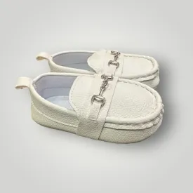 Boys Baby White Christening Loafers
