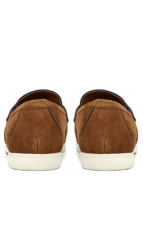 Brown Suede Loafers With Logo