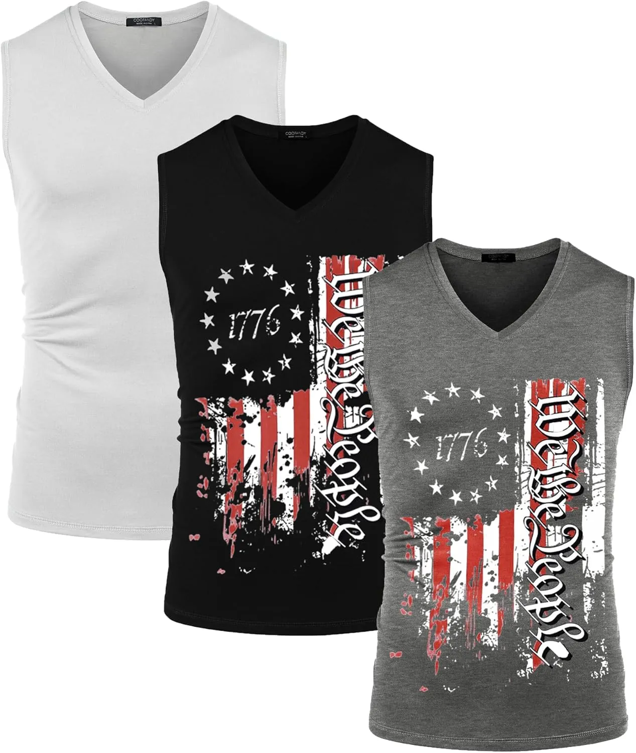 COOFANDY Men's 3 Pack Workout Tank Tops Gym Sleeveless Shirts V Neck Bodybuilding Muscle Tee Shirt
