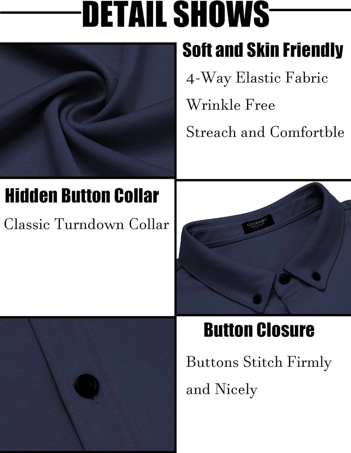 COOFANDY Men's Short Sleeve Casual Button Down Shark Shirts Wrinkle Free Untucked Shirt Summer Stretch Dress Shirts