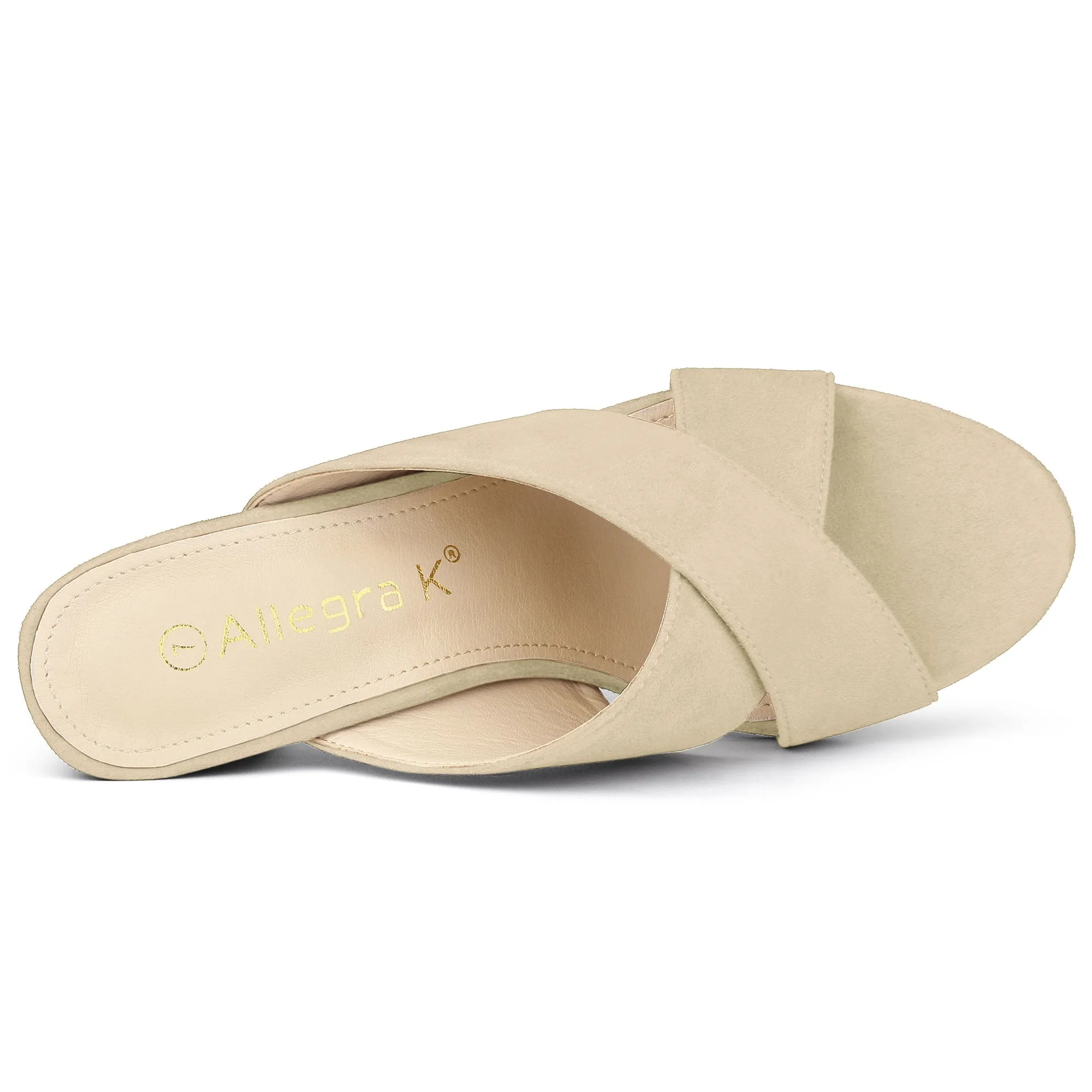 Crisscross Strap Block Heel Slide Sandals