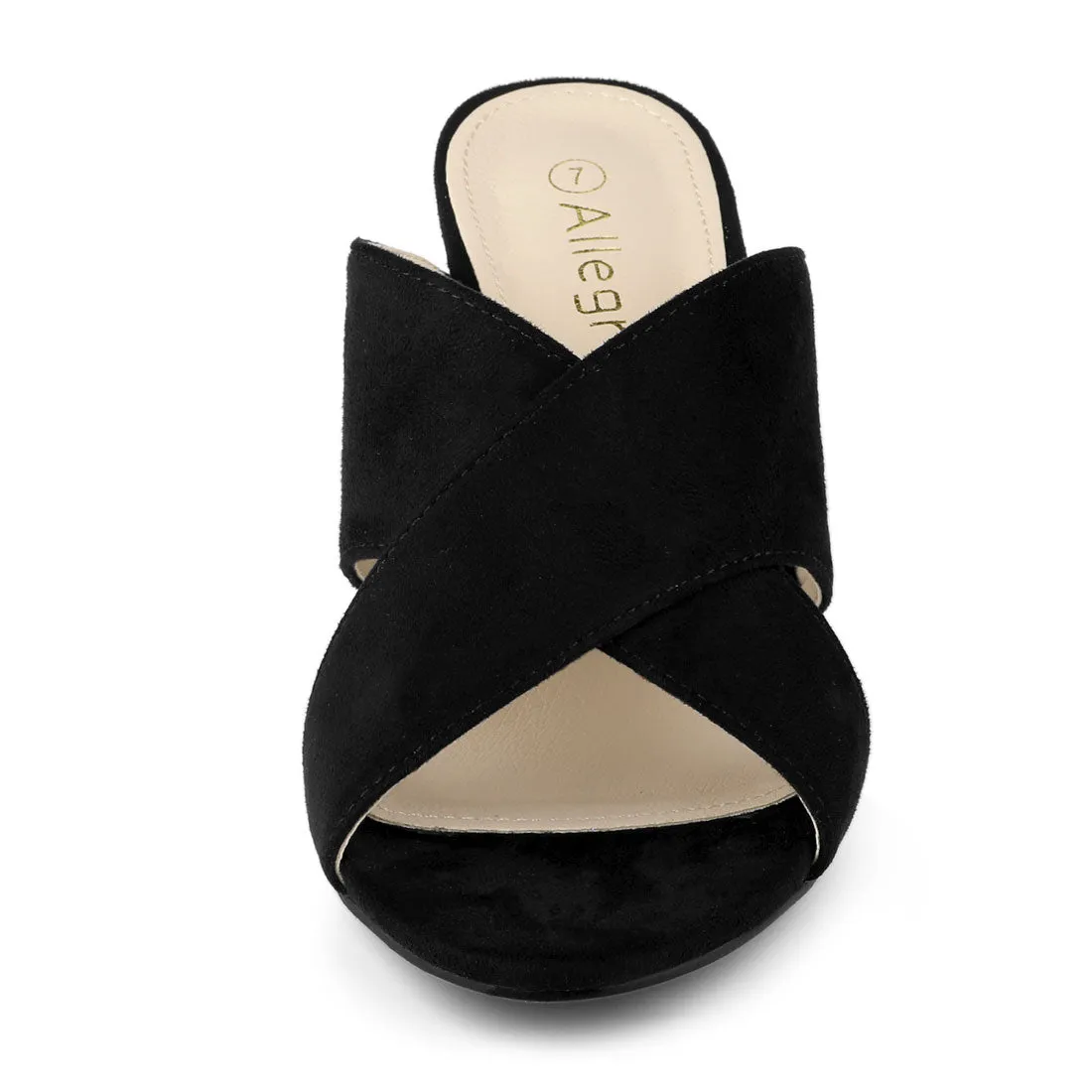 Crisscross Strap Block Heel Slide Sandals