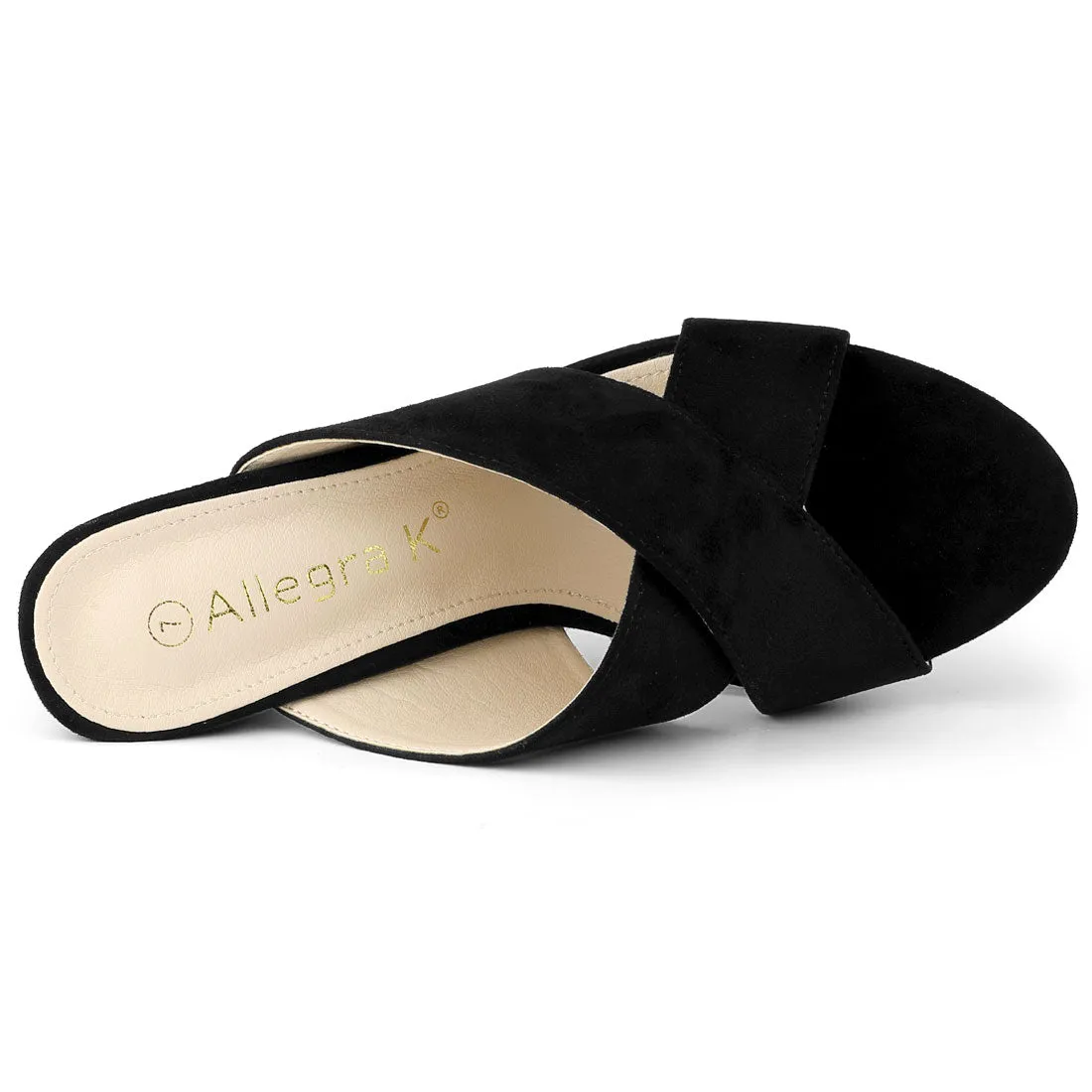 Crisscross Strap Block Heel Slide Sandals