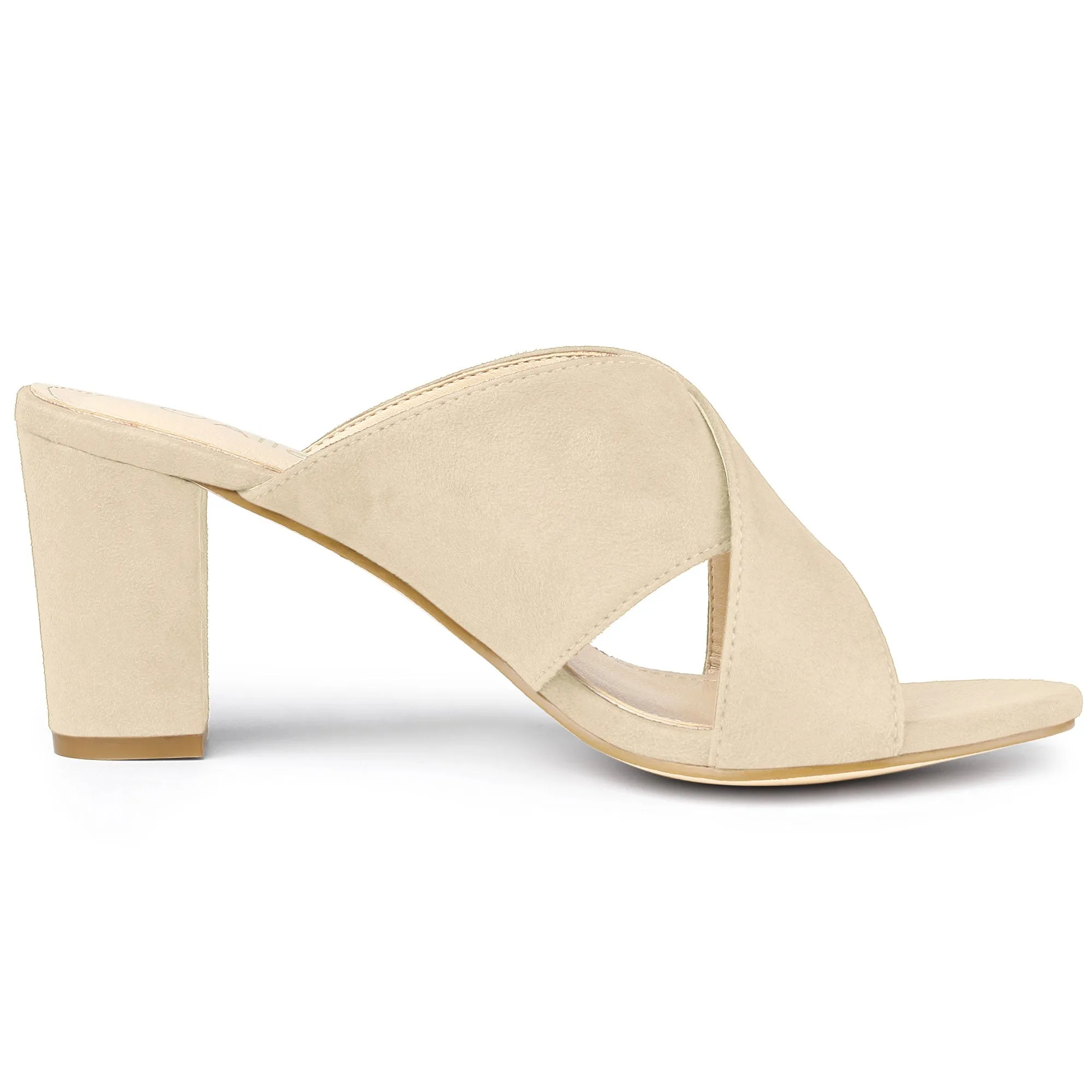 Crisscross Strap Block Heel Slide Sandals