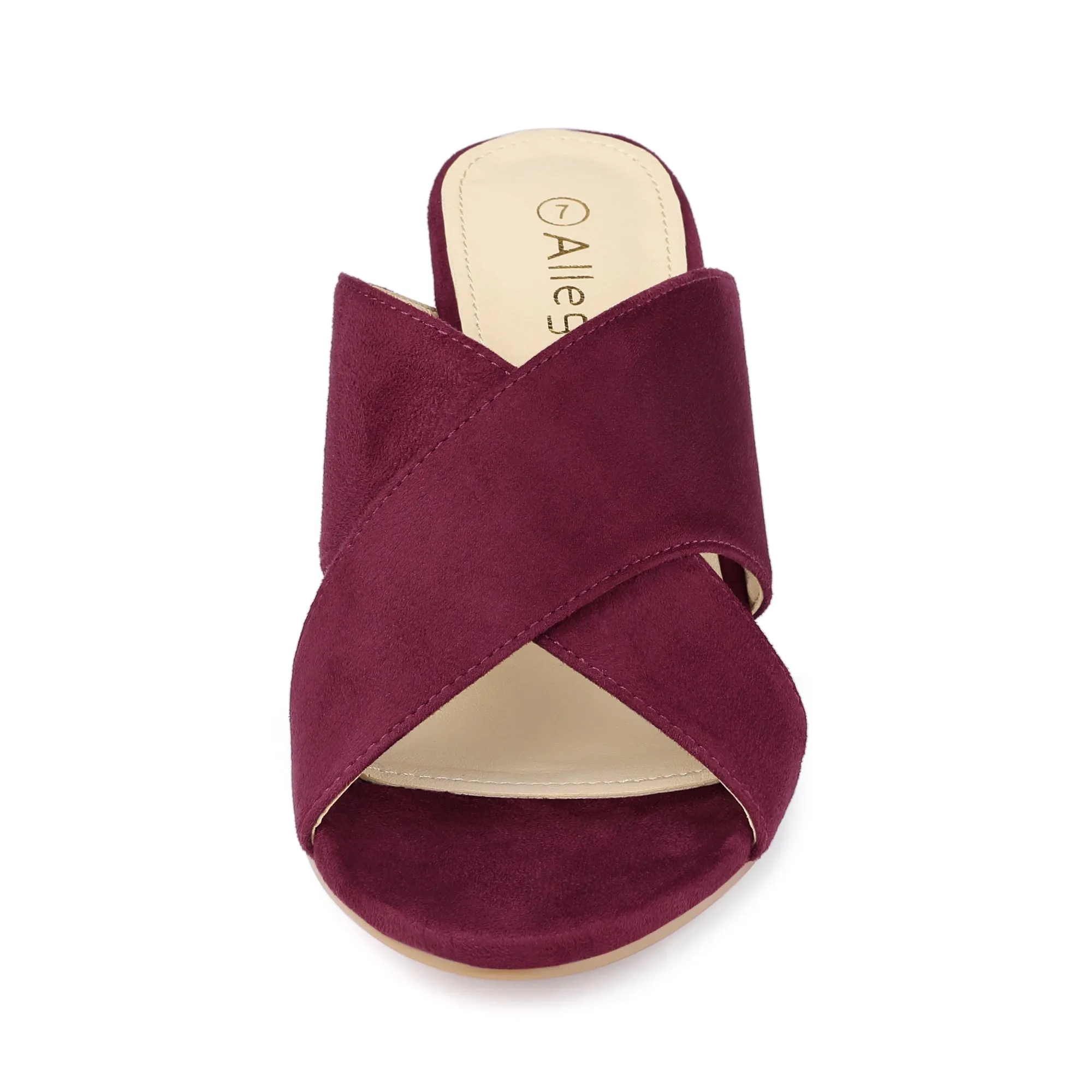 Crisscross Strap Block Heel Slide Sandals