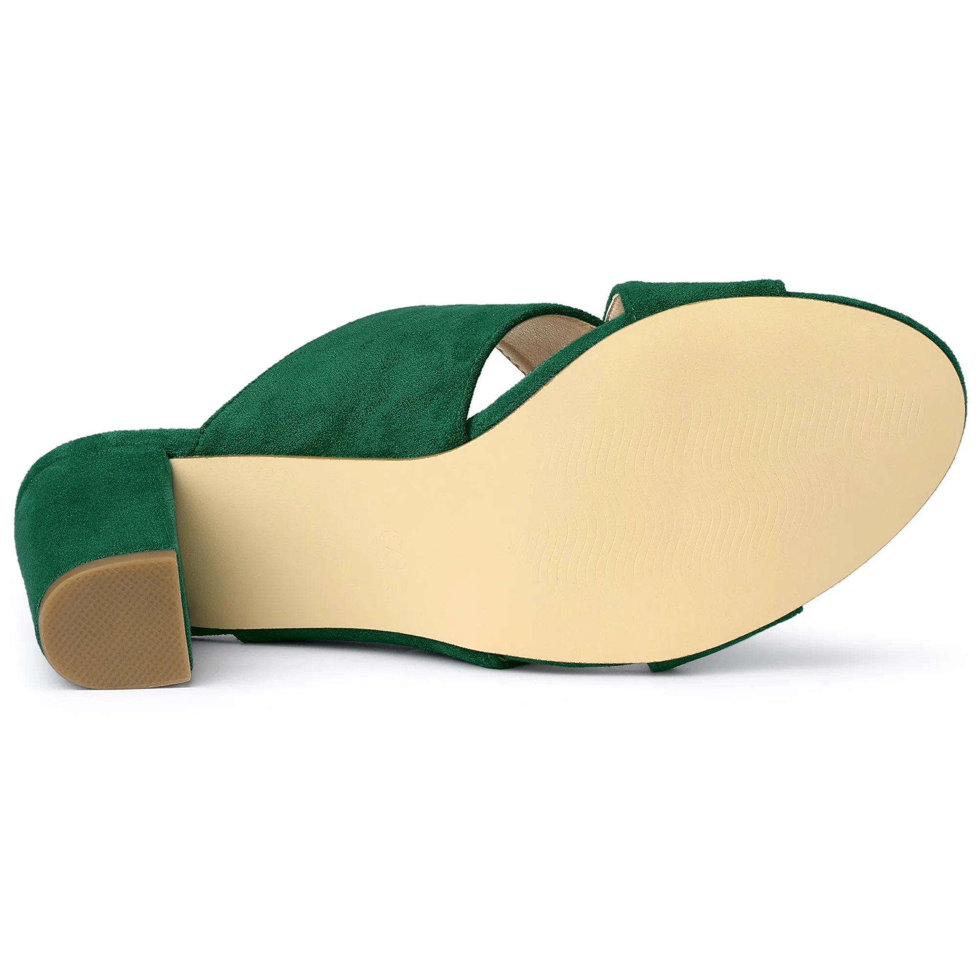 Crisscross Strap Block Heel Slide Sandals