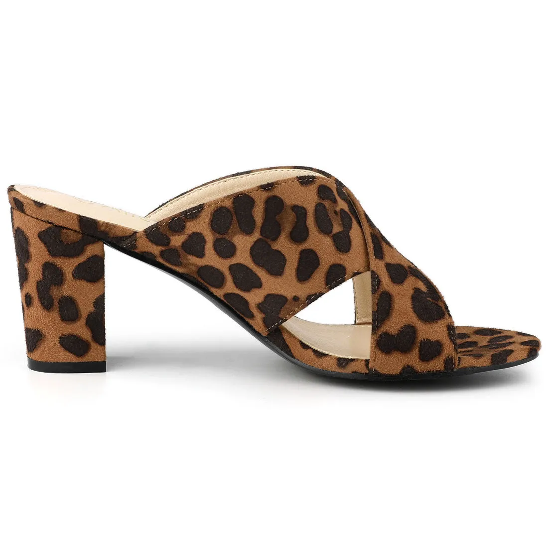 Crisscross Strap Block Heel Slide Sandals
