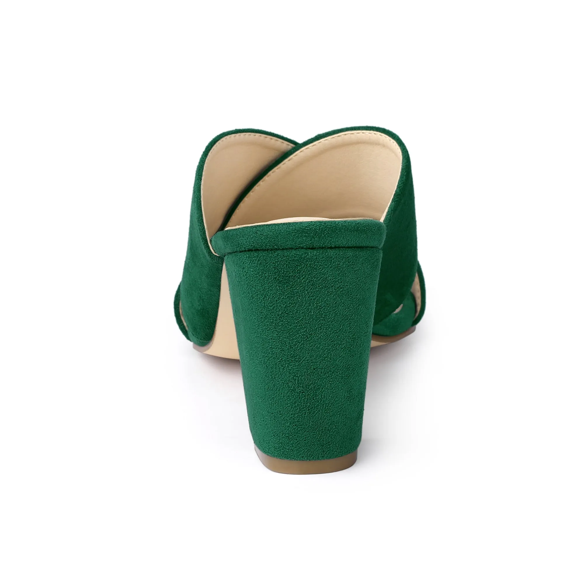 Crisscross Strap Block Heel Slide Sandals
