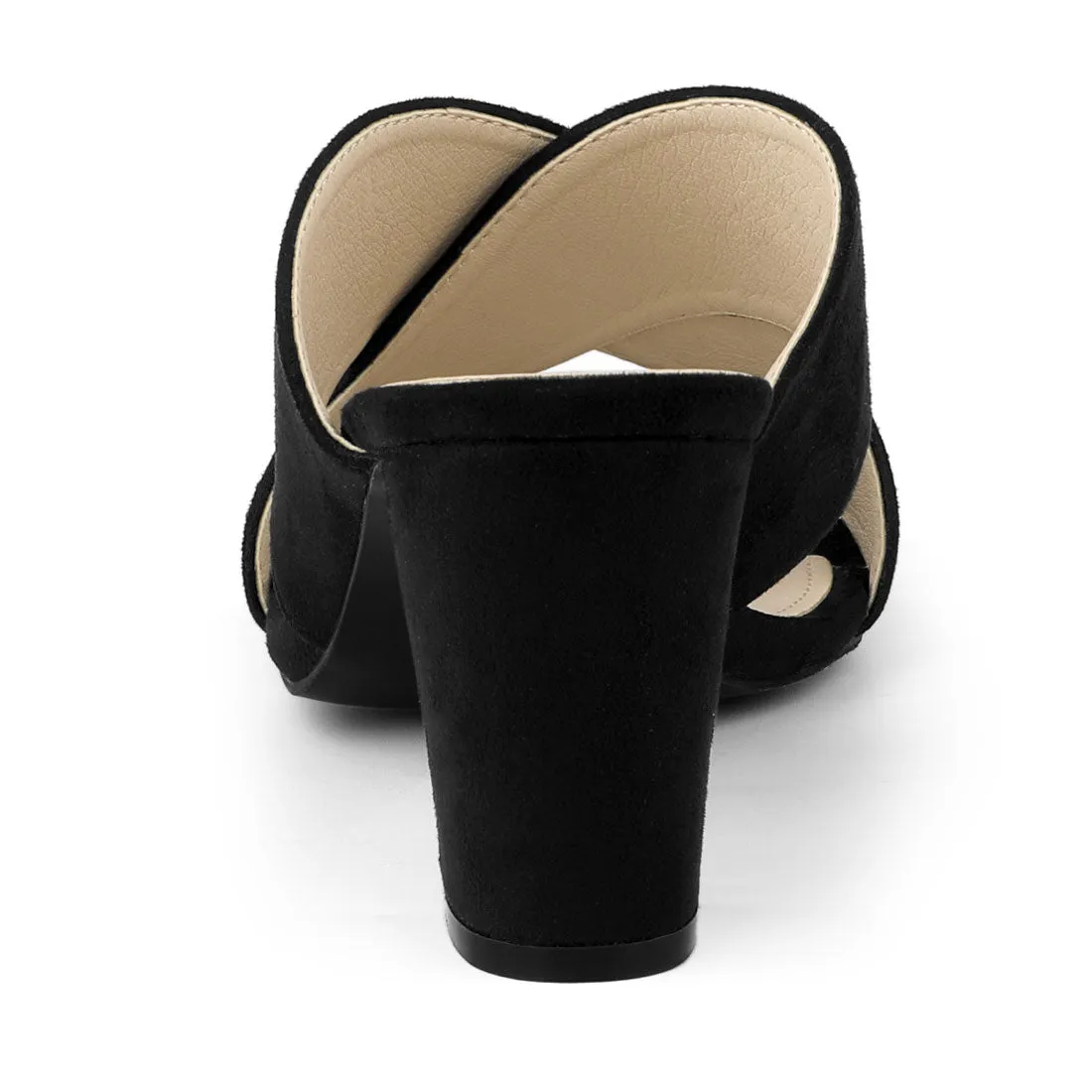 Crisscross Strap Block Heel Slide Sandals