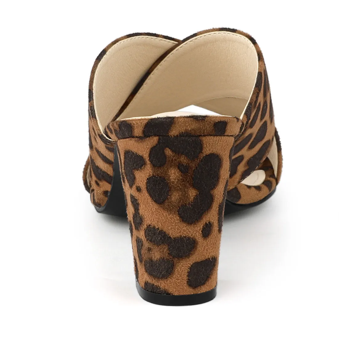Crisscross Strap Block Heel Slide Sandals
