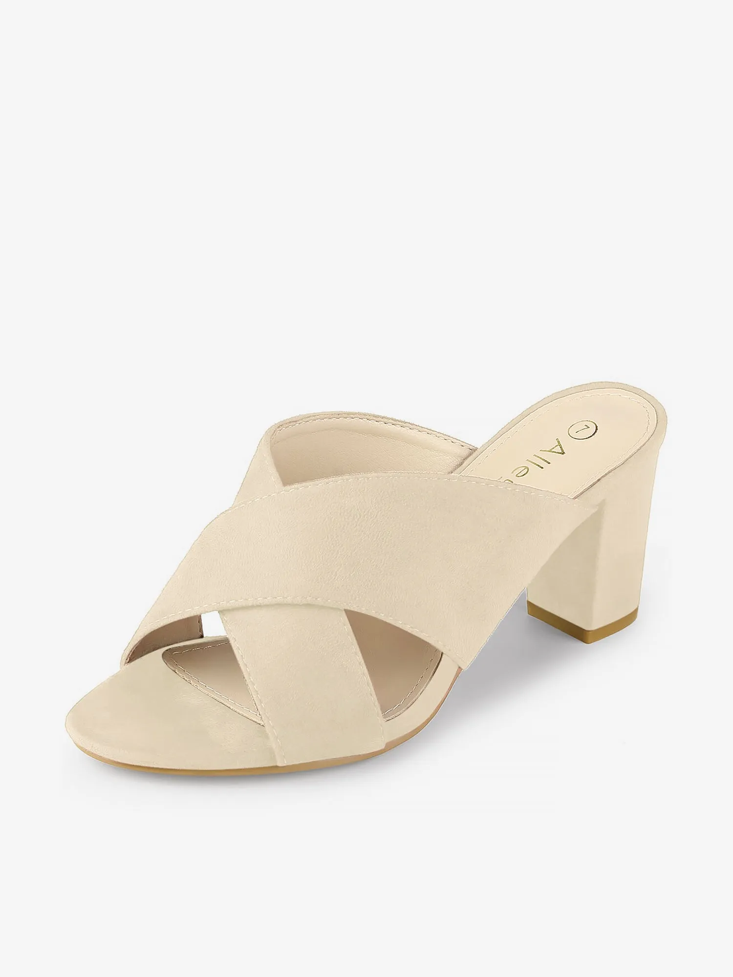 Crisscross Strap Block Heel Slide Sandals