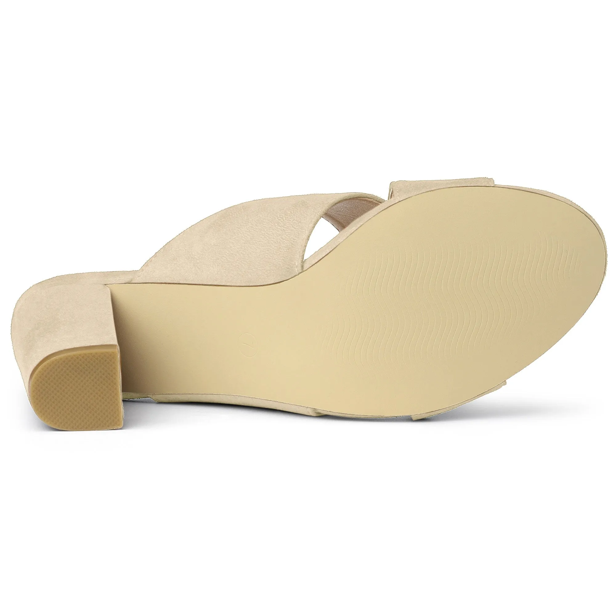 Crisscross Strap Block Heel Slide Sandals