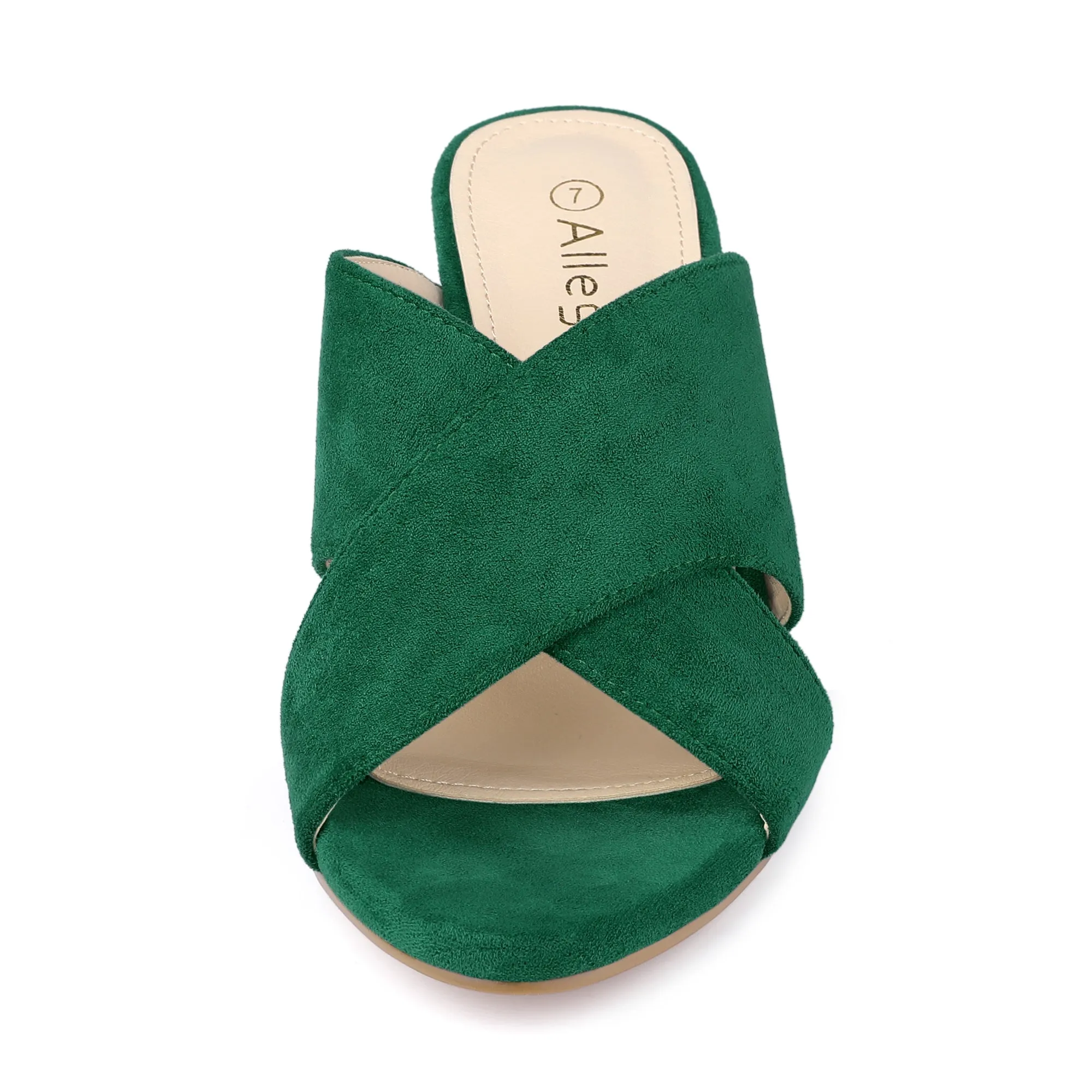 Crisscross Strap Block Heel Slide Sandals