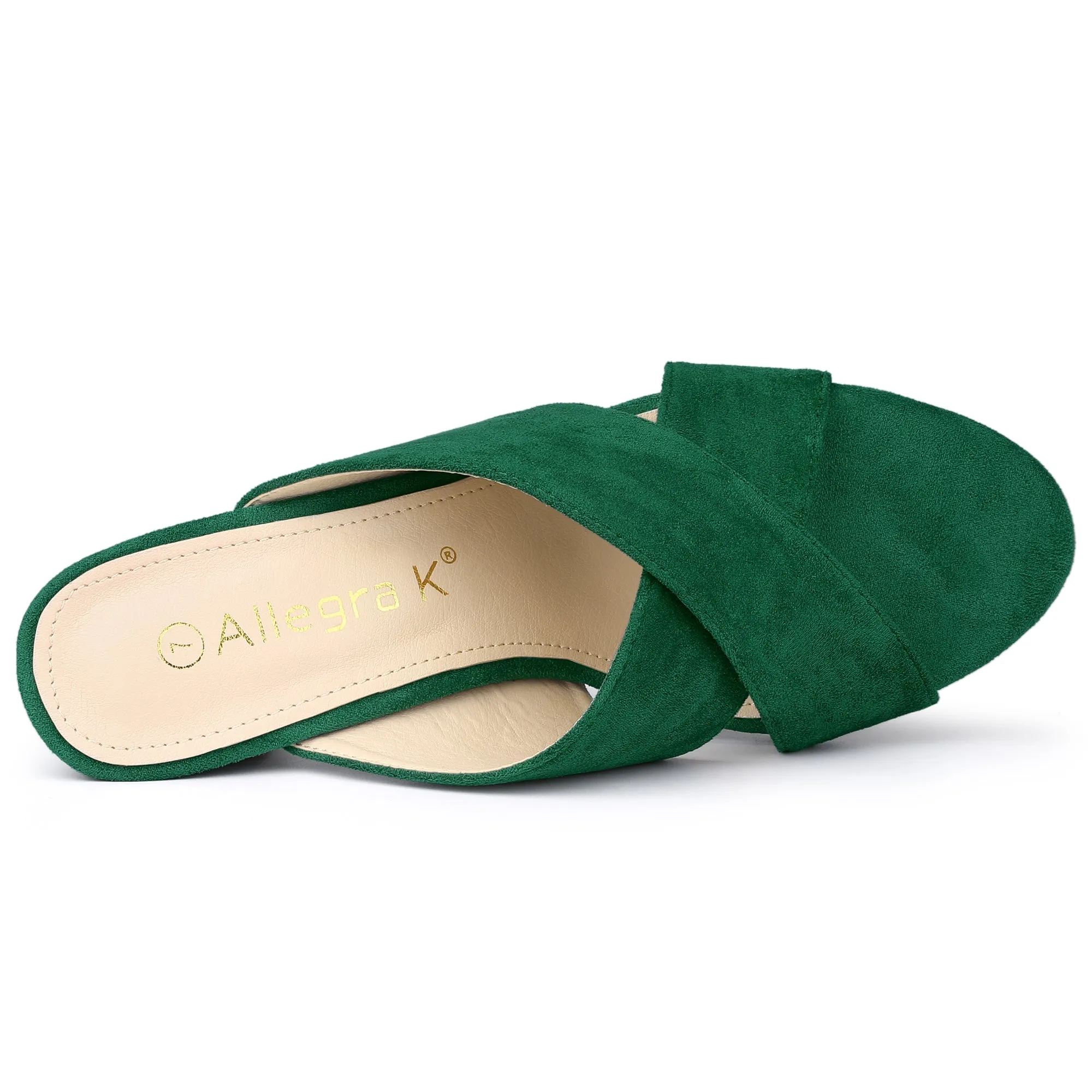 Crisscross Strap Block Heel Slide Sandals