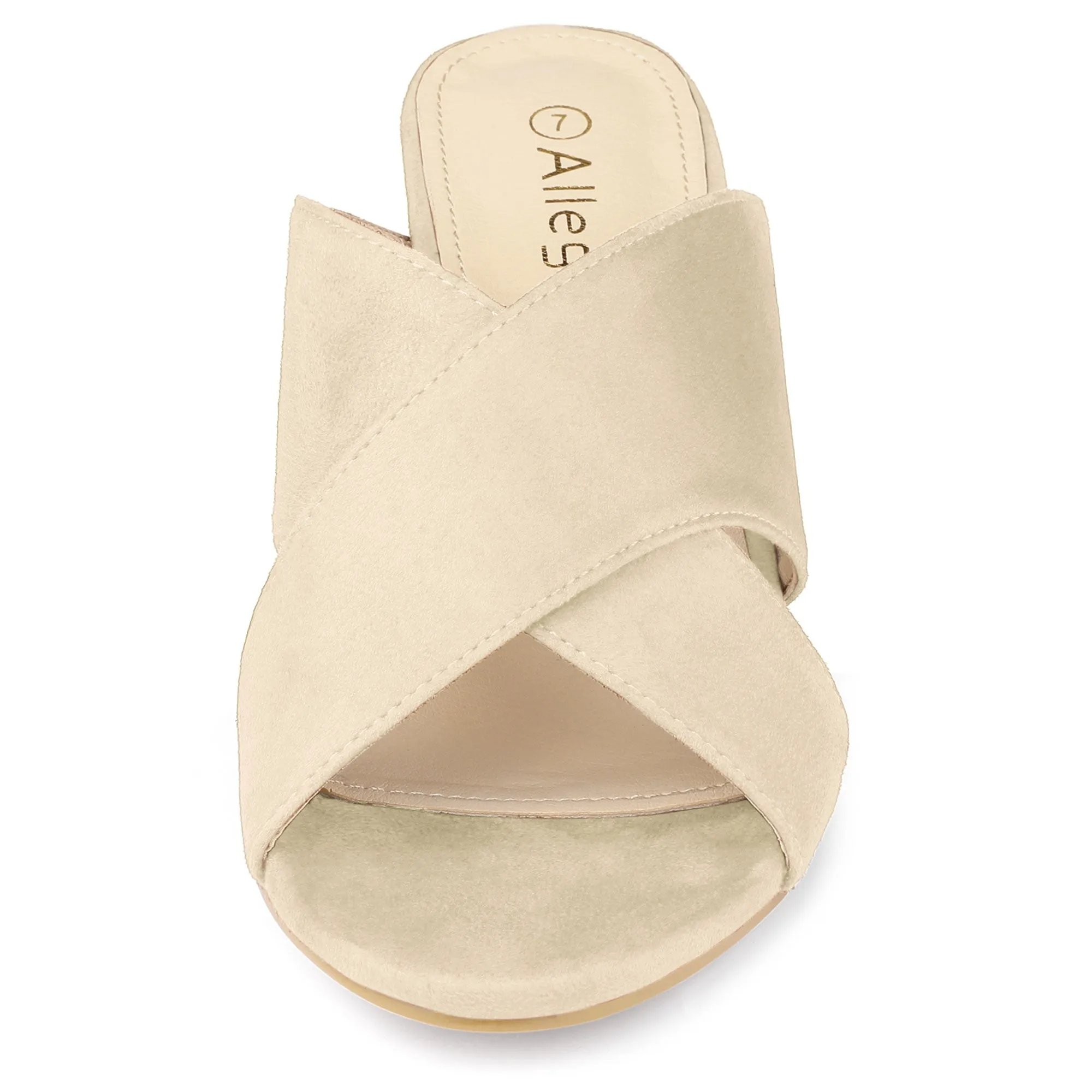 Crisscross Strap Block Heel Slide Sandals