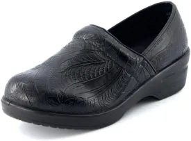 CUSHIONAIRE Women's Claire Slip-On Clog, Vegan Leather, Memory Foam, Lightweight Comfort Clog with 1.5-Inch Heel