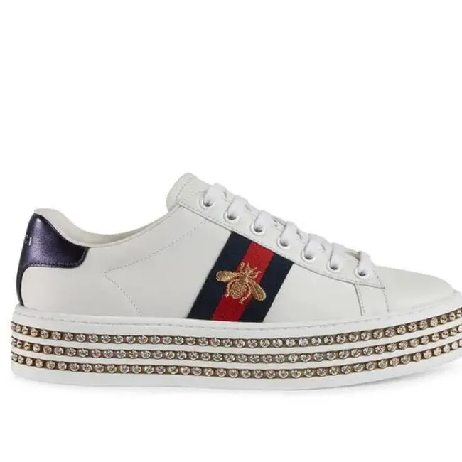 GUCCI ACE Crystal Embellished Sneakers