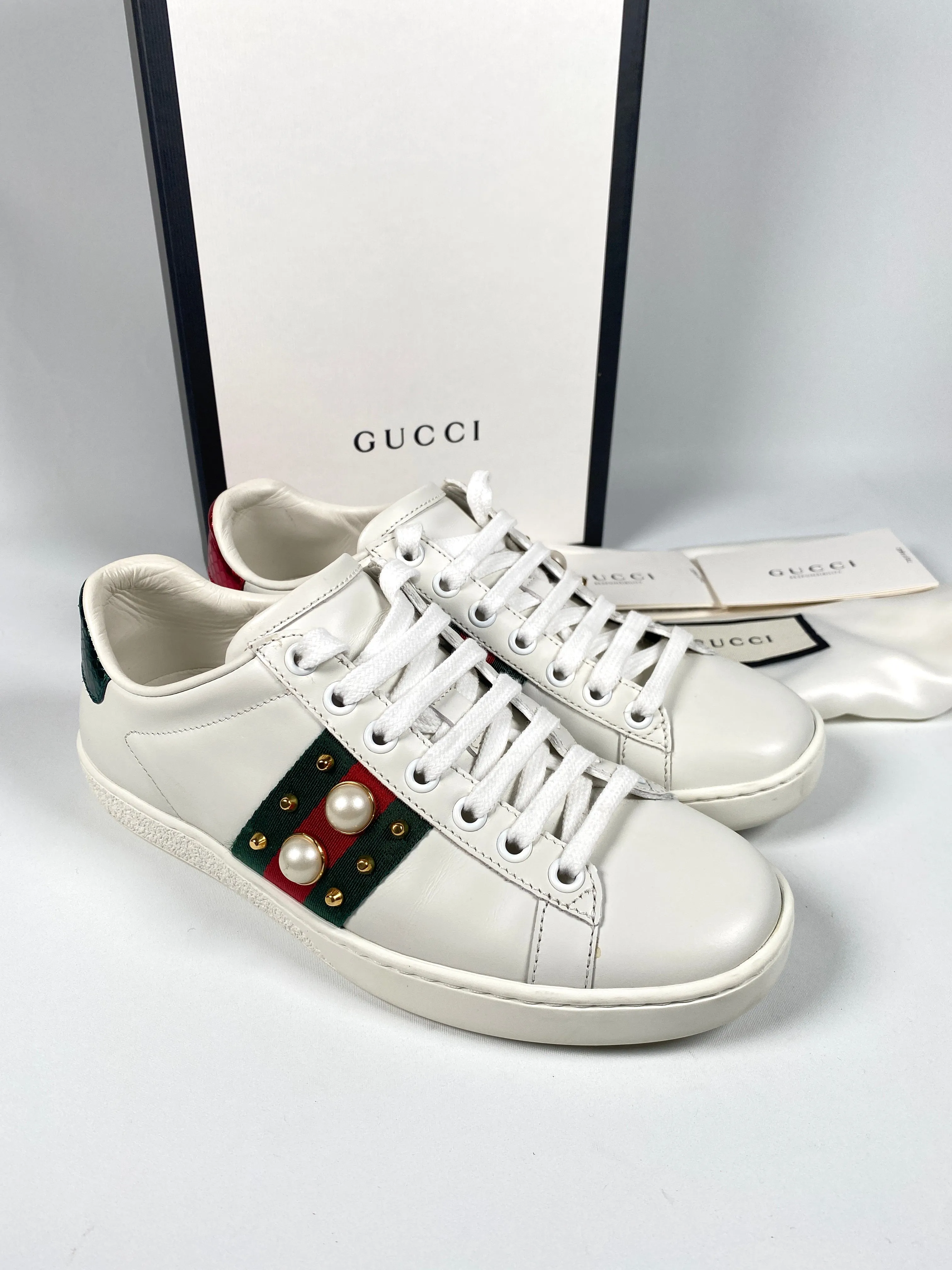 GUCCI - ACE PEARL SNEAKER - SZ 35