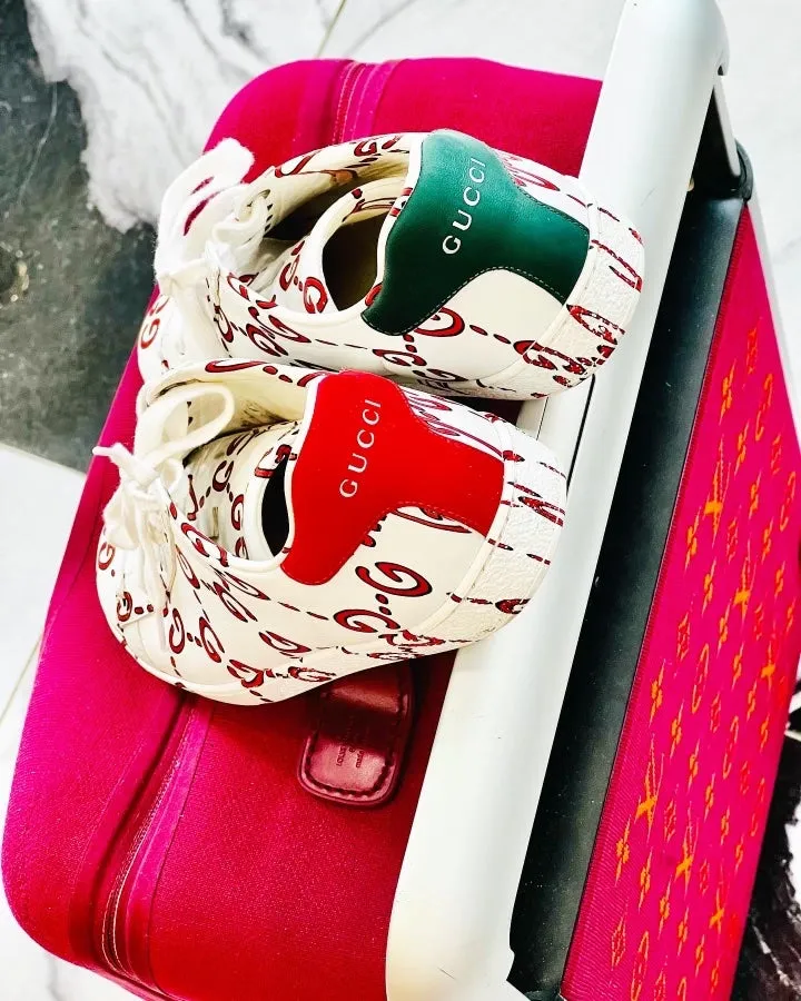 GUCCI ACE PRINTED GG LEATHER SNEAKERS