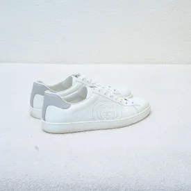 Gucci White Perforated Interlocking G Leather Ace Low Top Sneakers