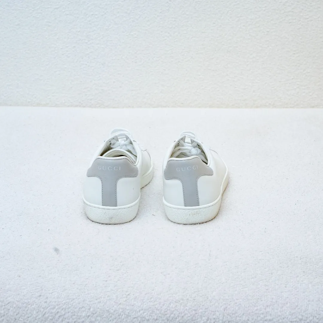 Gucci White Perforated Interlocking G Leather Ace Low Top Sneakers
