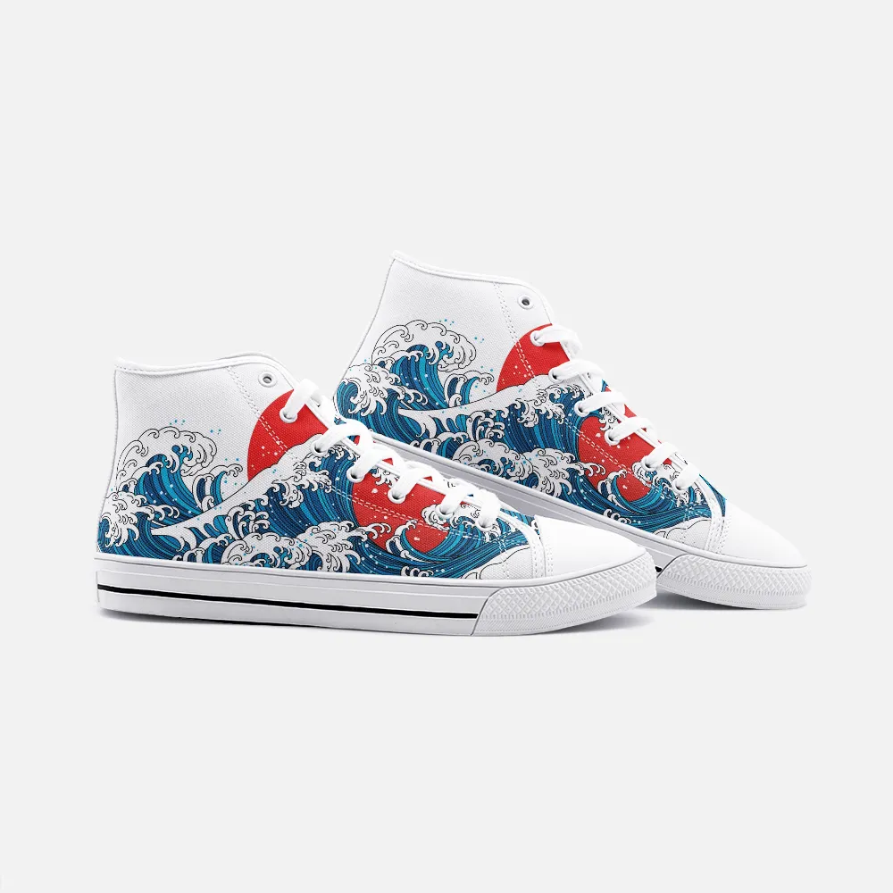Japanese wave Unisex High Top Canvas Shoes