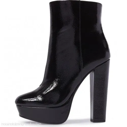 Jessica Simpson Sebille Black Patent Sky High Platform Fashion Ankle Booties