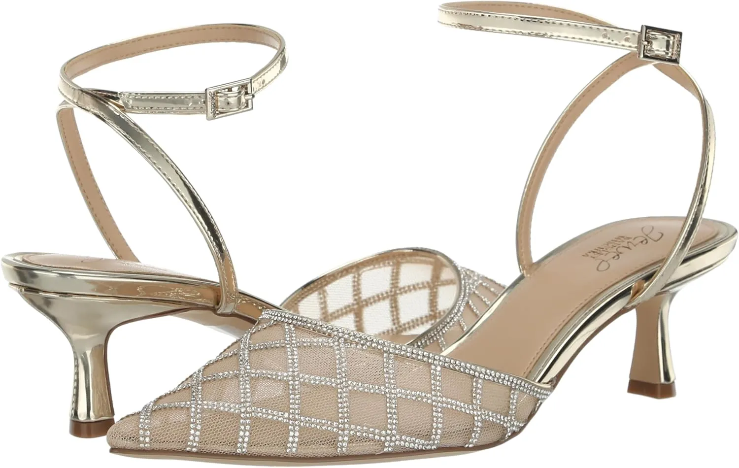 Jewel Badgley Mischka Yesenia Mesh Panel Kitten Heel
