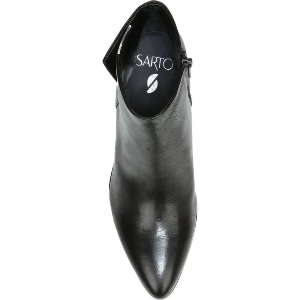 Kinga Black Leather Franco Sarto Ankle Boots