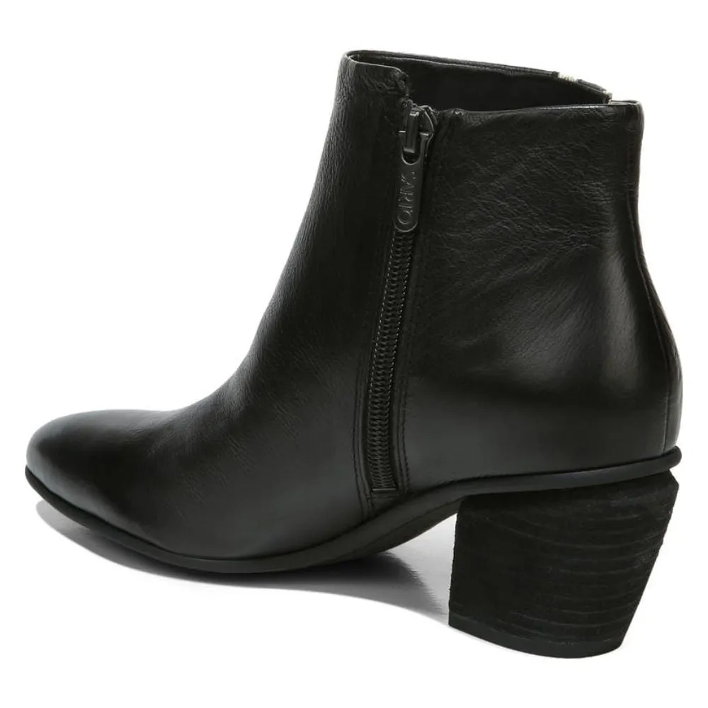 Kinga Black Leather Franco Sarto Ankle Boots