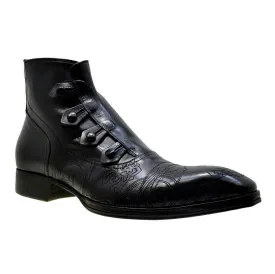 Men's Italian Shoes Jo Ghost 2379 Black Leather Embroidery Dress Ankle Boots last pair size 41