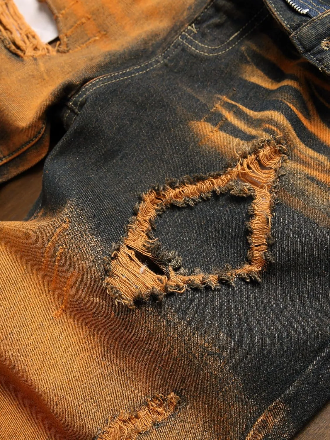Men's Ripped Denim Shorts - Distressed Slim Fit Jean Shorts for Men, Casual Straight Fit Summer Ripped Shorts