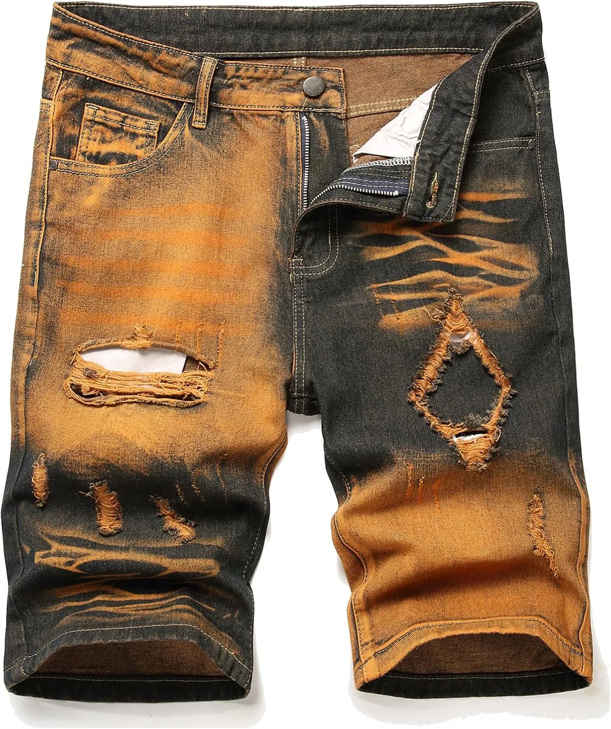 Men's Ripped Denim Shorts - Distressed Slim Fit Jean Shorts for Men, Casual Straight Fit Summer Ripped Shorts