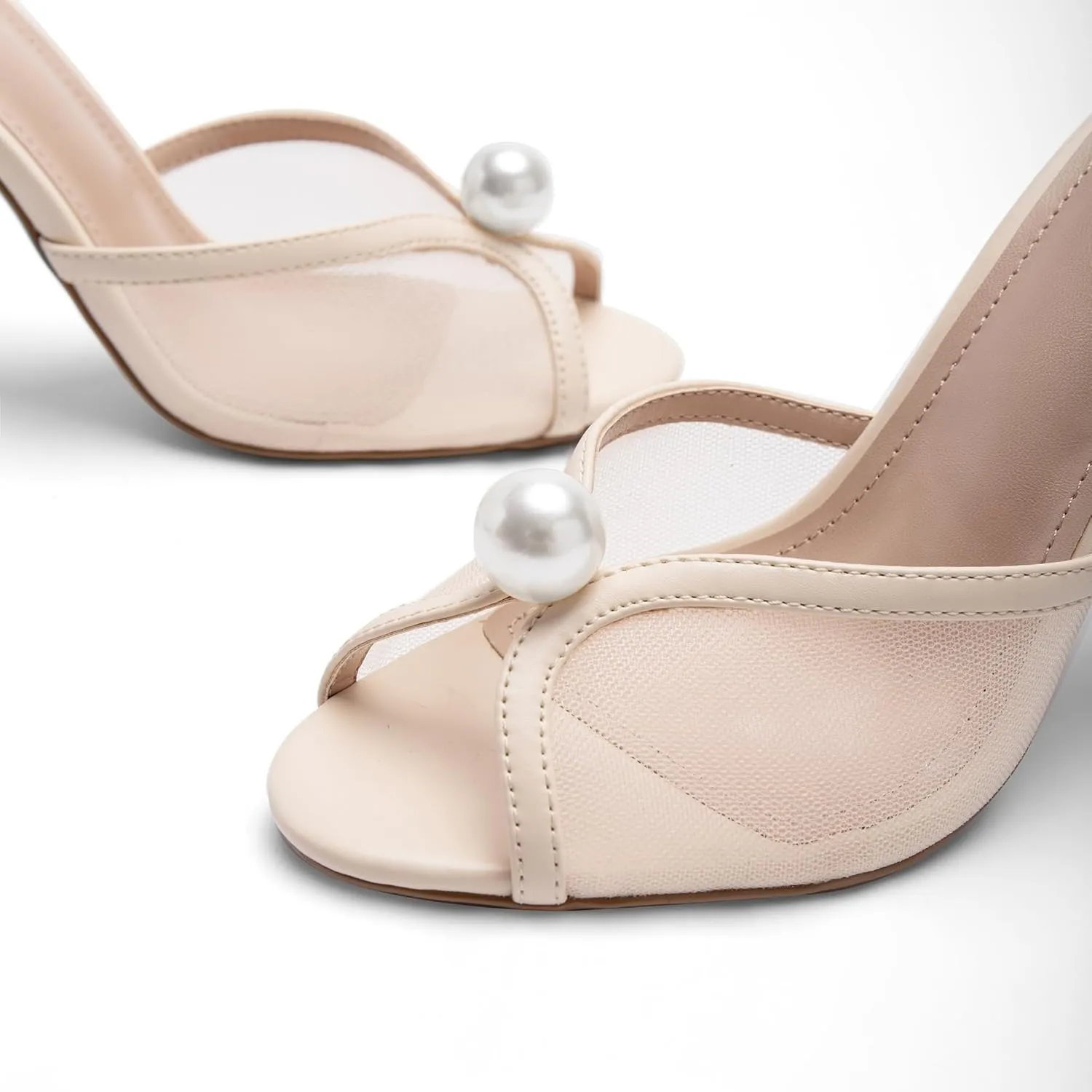 Mesh Mule Heels for Women with 4 Inch Stiletto Heel