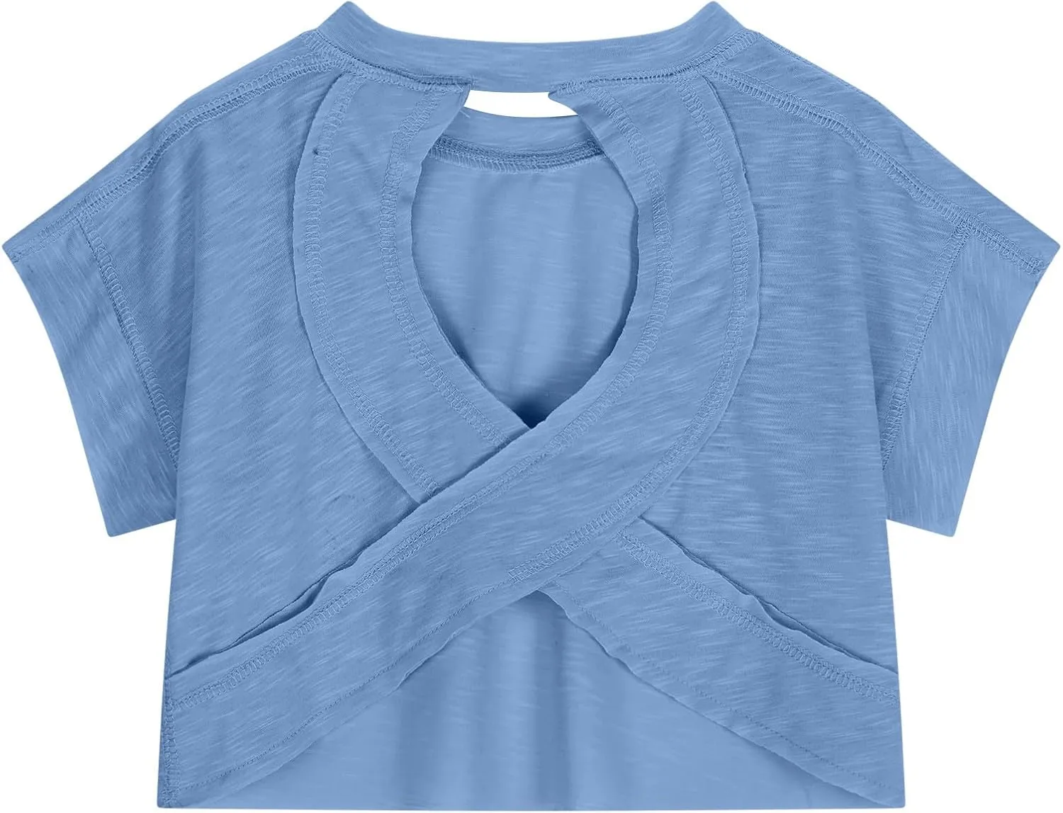 Open Back Tops for Girls Loose Casual Short Sleeve Workout T Shirts 2025 Backless Yoga Y2k Athletic Crop Running Tees