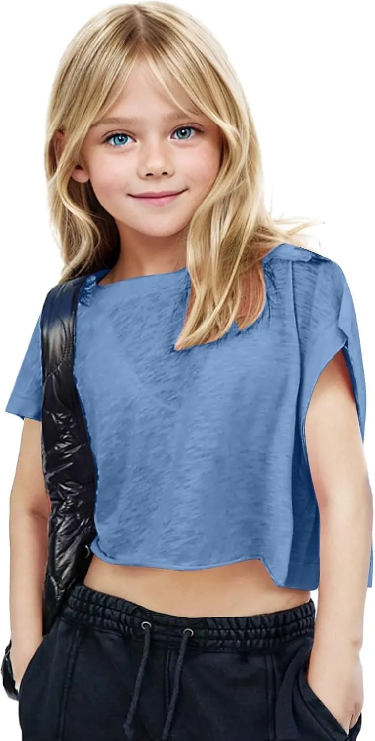 Open Back Tops for Girls Loose Casual Short Sleeve Workout T Shirts 2025 Backless Yoga Y2k Athletic Crop Running Tees