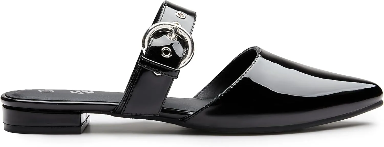 Rekayla Mules for Women Adjustable Strap Pointed Toe Backless Loafer Shoes
