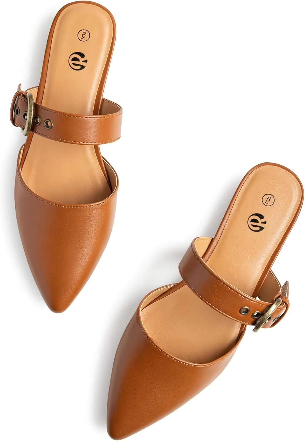 Rekayla Mules for Women Adjustable Strap Pointed Toe Backless Loafer Shoes