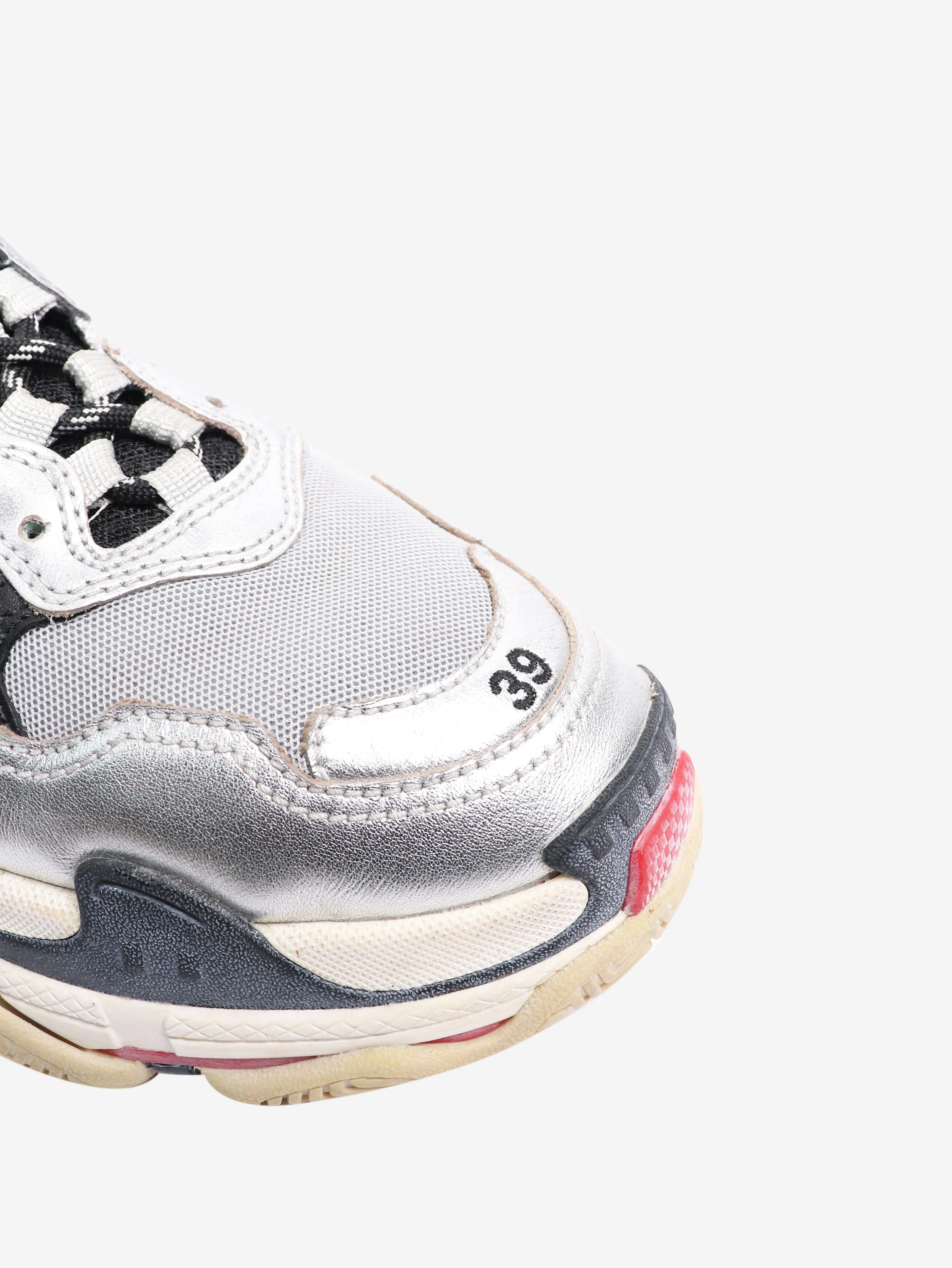 Silver Triple S trainers - size UK 6