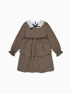 Taupe Gingham Gloria Girl Dress