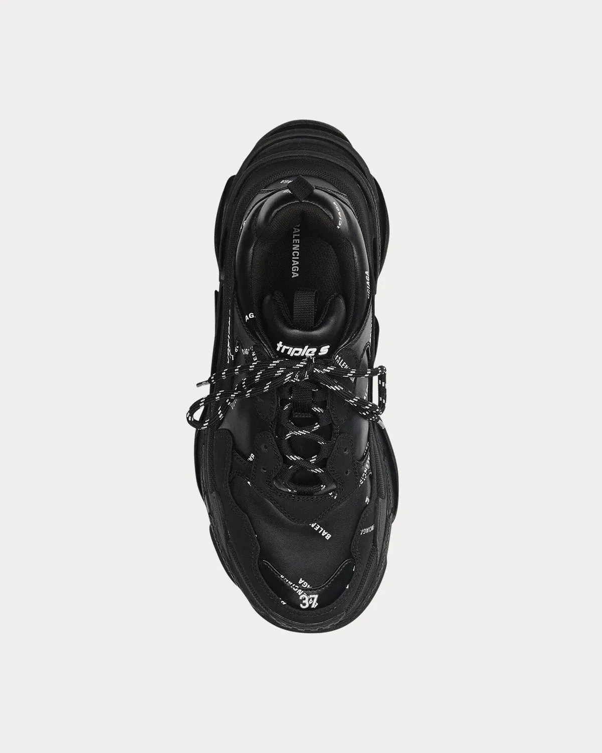 Triple S Allover Logo Black Low Top Sneakers
