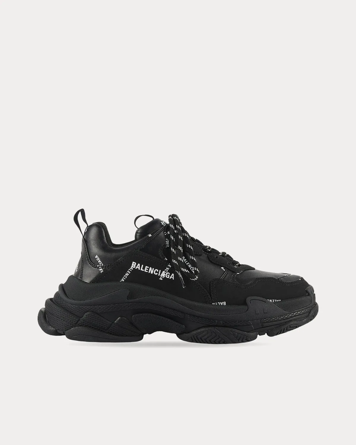 Triple S Allover Logo Black Low Top Sneakers