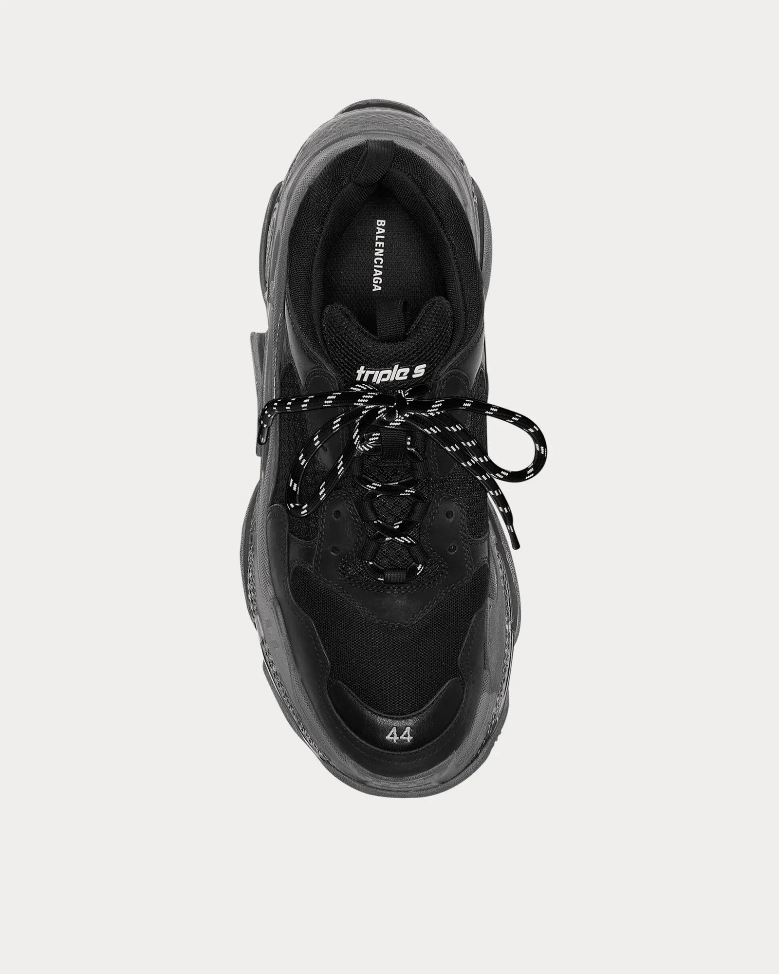Triple S Clear Sole with Double Foam & Mesh Black Low Top Sneakers