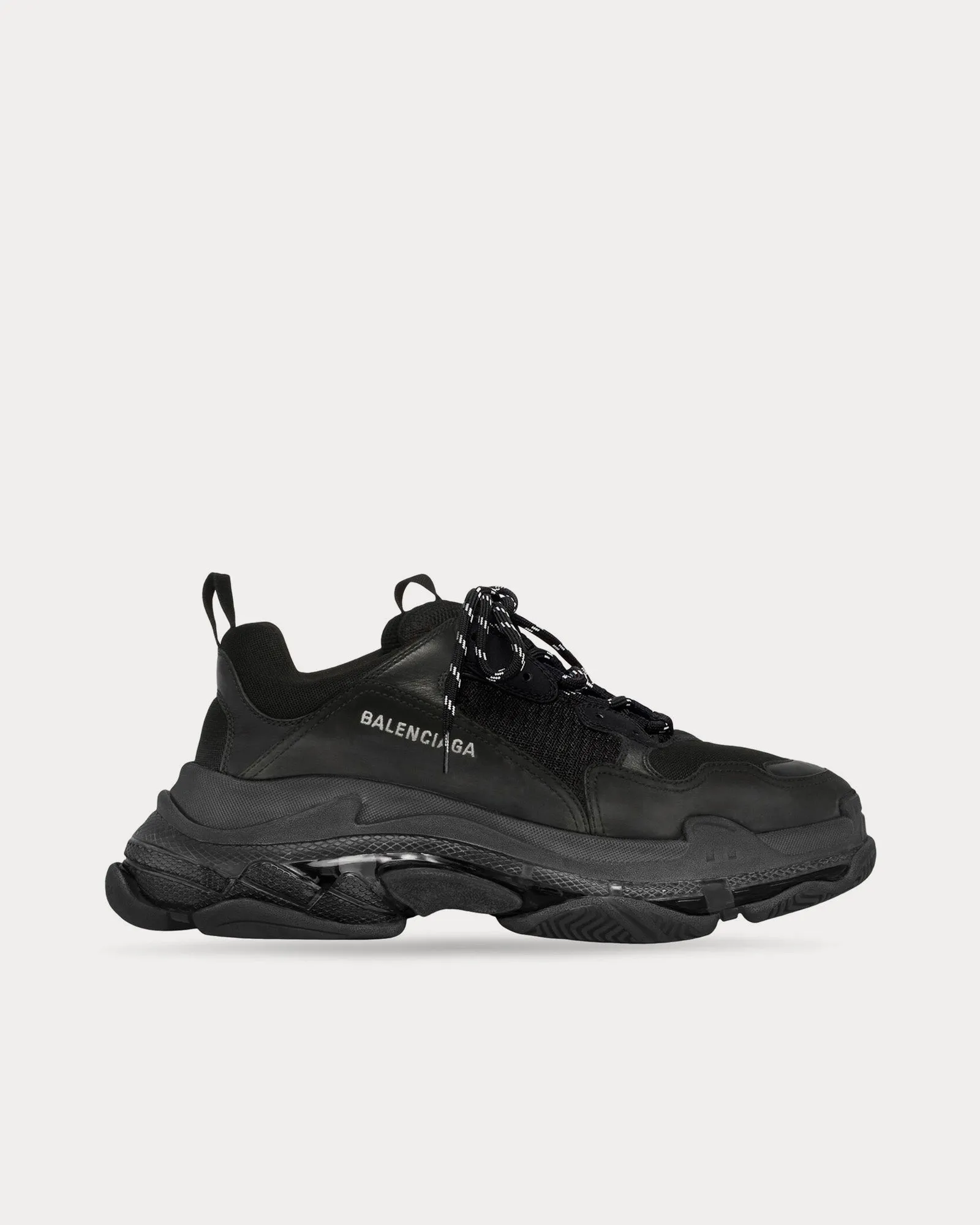 Triple S Clear Sole with Double Foam & Mesh Black Low Top Sneakers